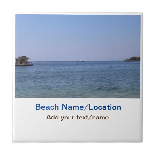 water ocean beach photo add name text place summer ceramic tile