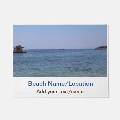 water ocean beach photo add name text place summer doormat