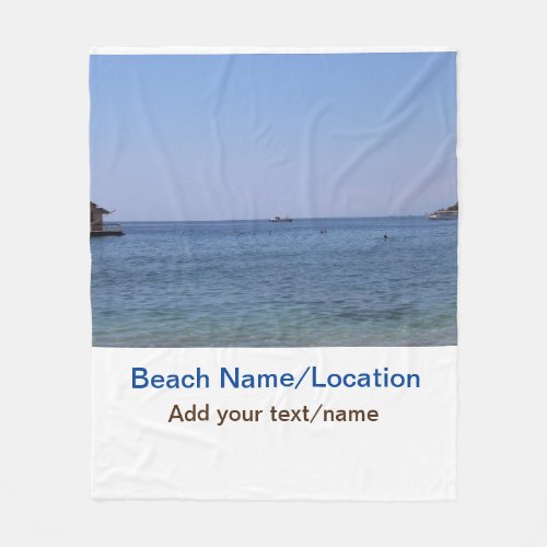 water ocean beach photo add name text place summer fleece blanket
