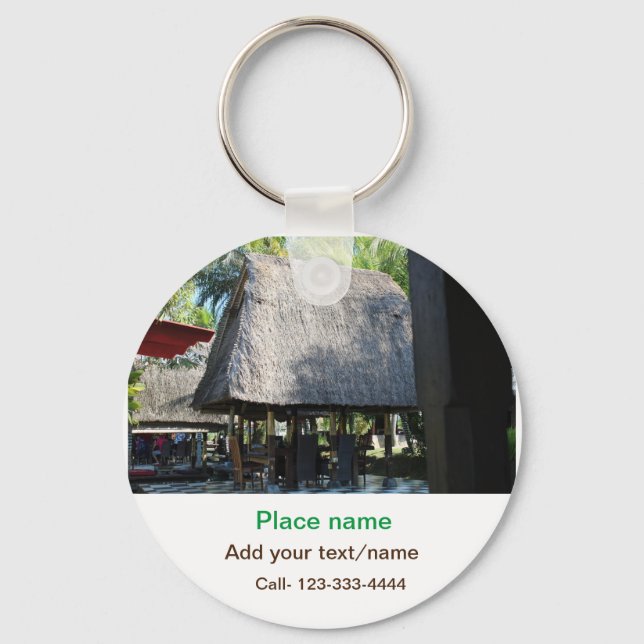 water ocean beach photo add name text place summer keychain (Front)