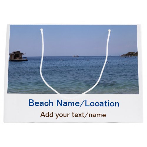 water ocean beach photo add name text place summer large gift bag