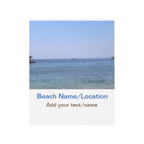 water ocean beach photo add name text place summer metal print