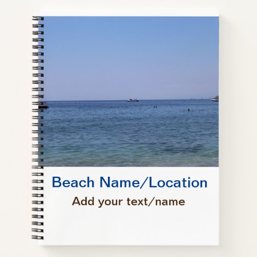 water ocean beach photo add name text place summer notebook