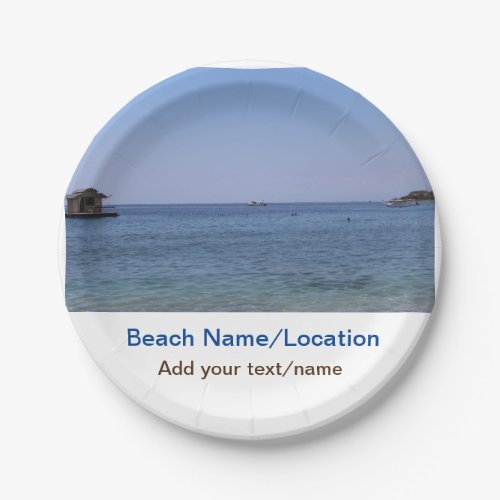 water ocean beach photo add name text place summer paper plates