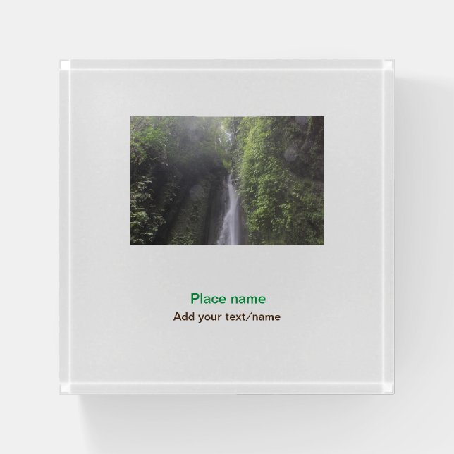 water ocean beach photo add name text place summer paperweight (Front)