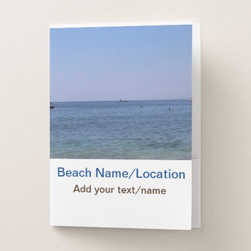 water ocean beach photo add name text place summer pocket folder