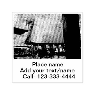 water ocean beach photo add name text place summer self-inking stamp