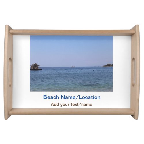 water ocean beach photo add name text place summer serving tray