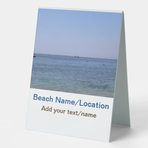 water ocean beach photo add name text place summer table tent sign