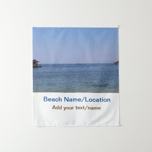 water ocean beach photo add name text place summer tapestry
