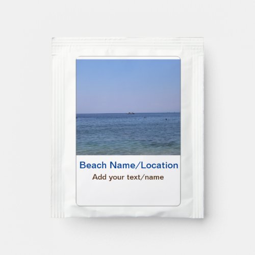 water ocean beach photo add name text place summer tea bag drink mix