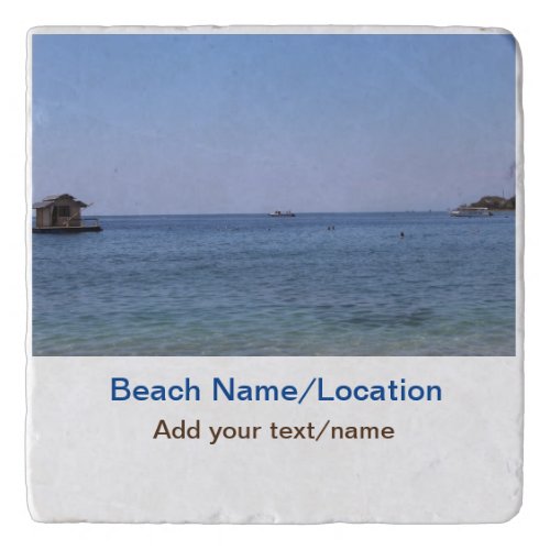 water ocean beach photo add name text place summer trivet