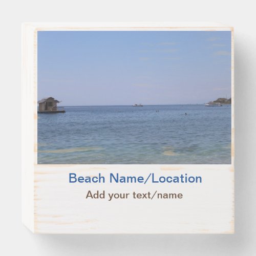 water ocean beach photo add name text place summer wooden box sign