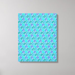 Water Ocean Waves in Blue Nautical Beach Pattern Canvas Print