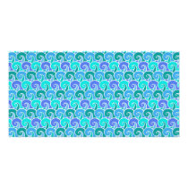 Water Ocean Waves in Blue Nautical Beach Pattern Card