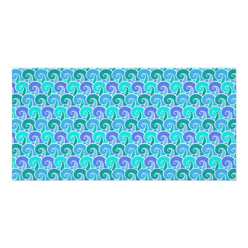 Water Ocean Waves in Blue Nautical Beach Pattern Card