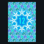 Water Ocean Waves Starfish Nautical Beach Wedding Table Number<br><div class="desc">The pretty ocean-inspired pattern on these party table cards shows water waves in varying shades of blue and teal green. It's a beautiful nautical design for anyone who loves the sea and the beach. The swirling waves of water will make you want to sail away. In the center, white starfish...</div>