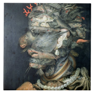Water, (oil on canvas), Arcimboldo, Giuseppe Ceramic Tile