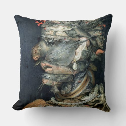 Water oil on canvas Arcimboldo Giuseppe Throw Pillow