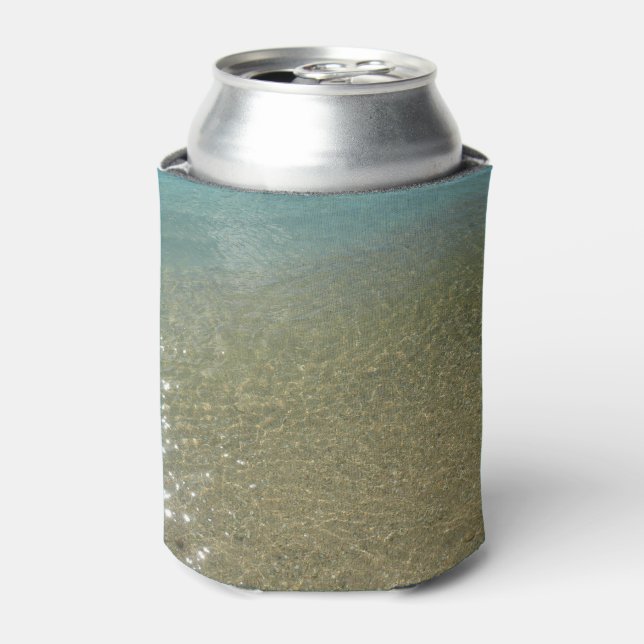 Water on the Beach I Abstract Nature Photography Can Cooler (Can Front)