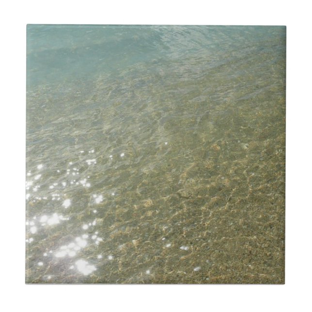 Water on the Beach I Abstract Nature Photography Ceramic Tile (Front)