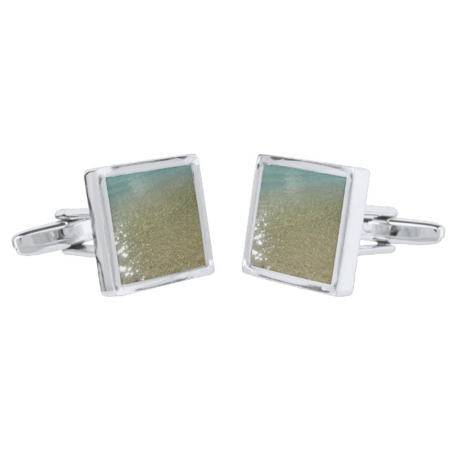 Water on the Beach I Abstract Nature Photography Cufflinks (Angled)