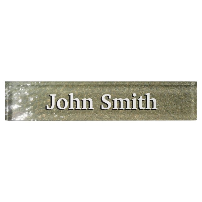 Water on the Beach I Abstract Nature Photography Desk Name Plate (Front)