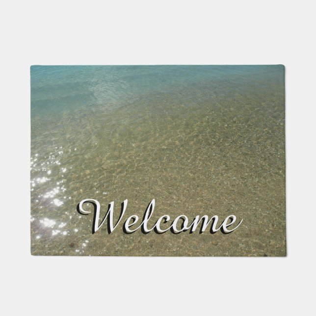 Water on the Beach I Abstract Nature Photography Doormat (Front)