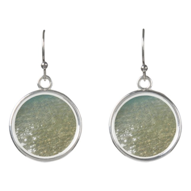 Water on the Beach I Abstract Nature Photography Earrings (Front)