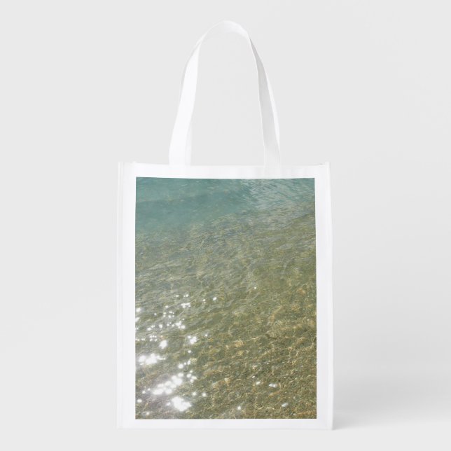 Water on the Beach I Abstract Nature Photography Grocery Bag (Front)