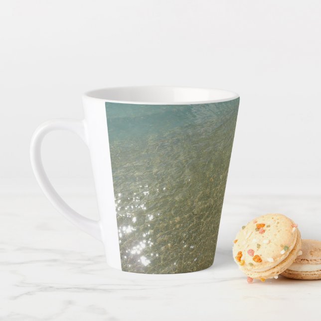 Water on the Beach I Abstract Nature Photography Latte Mug (In Situ)