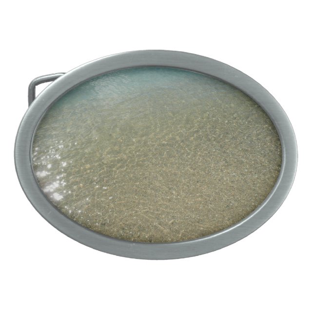 Water on the Beach I Abstract Nature Photography Oval Belt Buckle (Front)