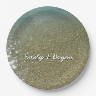 Water on the Beach I Abstract Nature Photography Paper Plates