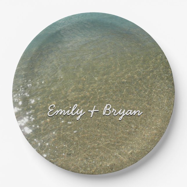 Water on the Beach I Abstract Nature Photography Paper Plates (Front)