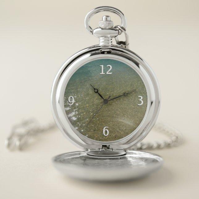 Water on the Beach I Abstract Nature Photography Pocket Watch (Inside)
