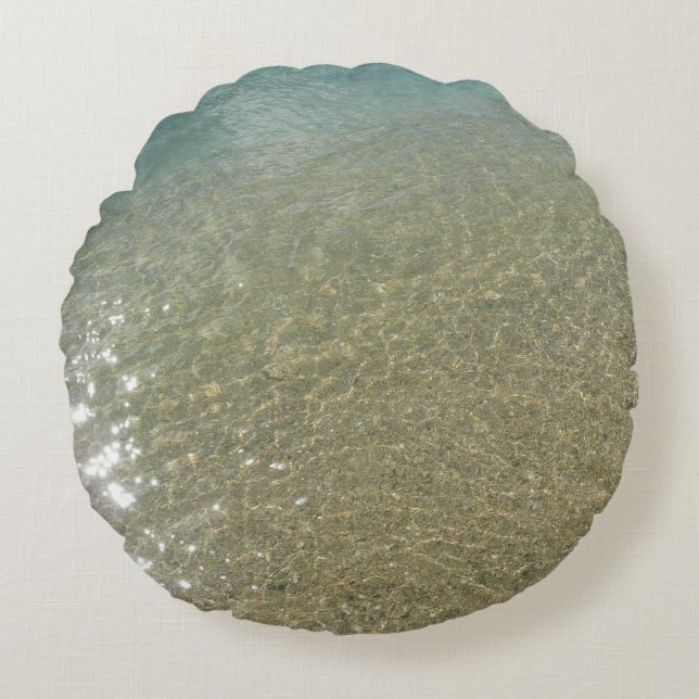 Water on the Beach I Abstract Nature Photography Round Pillow (Front)