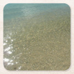 Water on the Beach I Abstract Nature Photography Square Paper Coaster