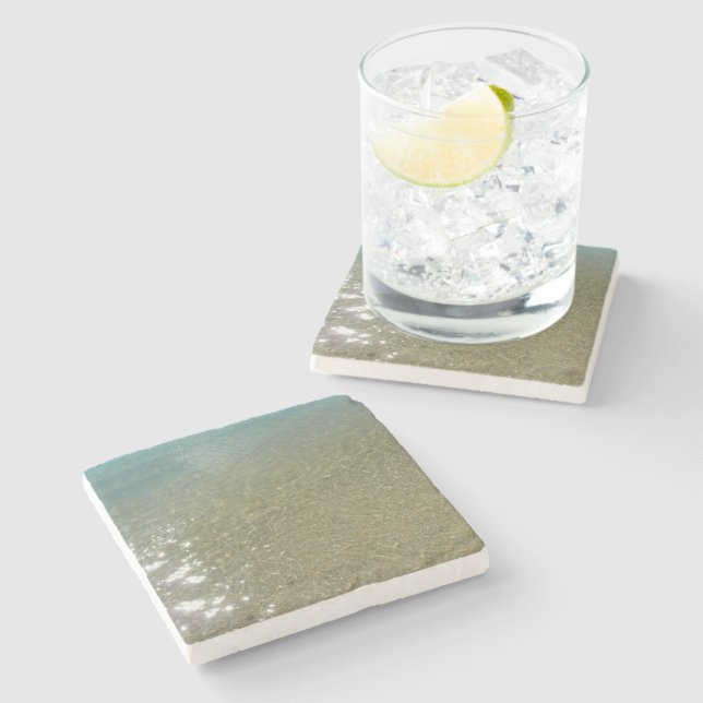 Water on the Beach I Abstract Nature Photography Stone Coaster (Side)