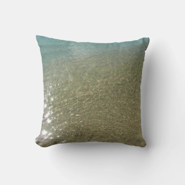 Water on the Beach I Abstract Nature Photography Throw Pillow (Front)