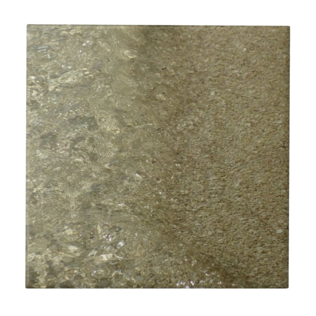 Water on the Beach II Abstract Nature Photography Ceramic Tile (Front)