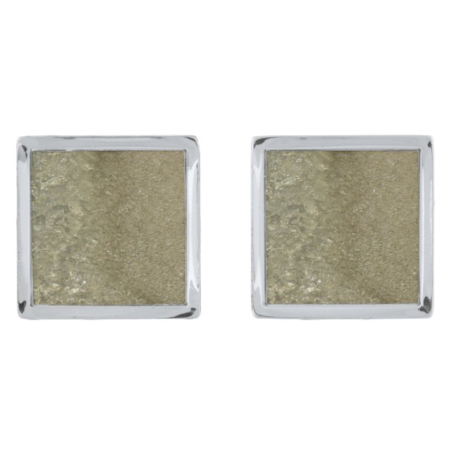 Water on the Beach II Abstract Nature Photography Cufflinks (Front)
