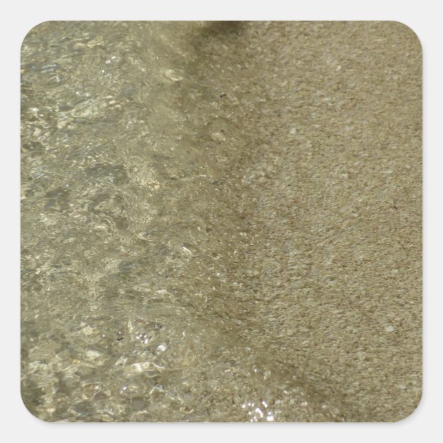 Water on the Beach II Abstract Nature Photography Square Sticker (Front)