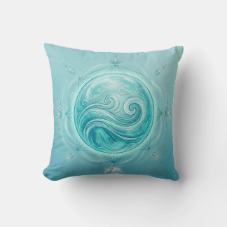 Water Oracle Orb – Flow of Intuition Throw Pillow