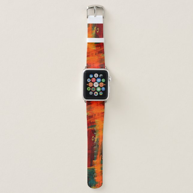 Water Orange Red Blue Modern Abstract Art Pattern Apple Watch Band (Front)