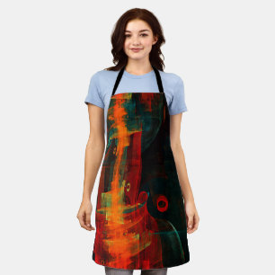 Water Orange Red Blue Modern Abstract Art Pattern Apron