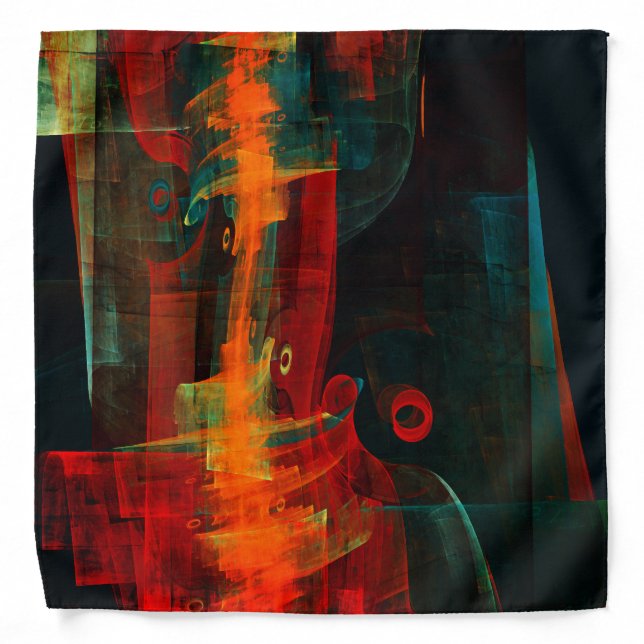 Water Orange Red Blue Modern Abstract Art Pattern Bandana (Front)