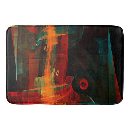 Water Orange Red Blue Modern Abstract Art Pattern Bath Mat