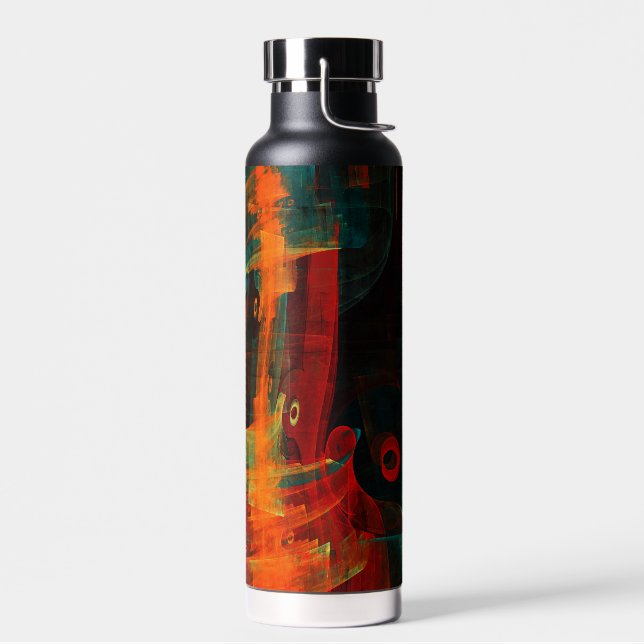 Water Orange Red Blue Modern Abstract Art Pattern Bottle (Left)