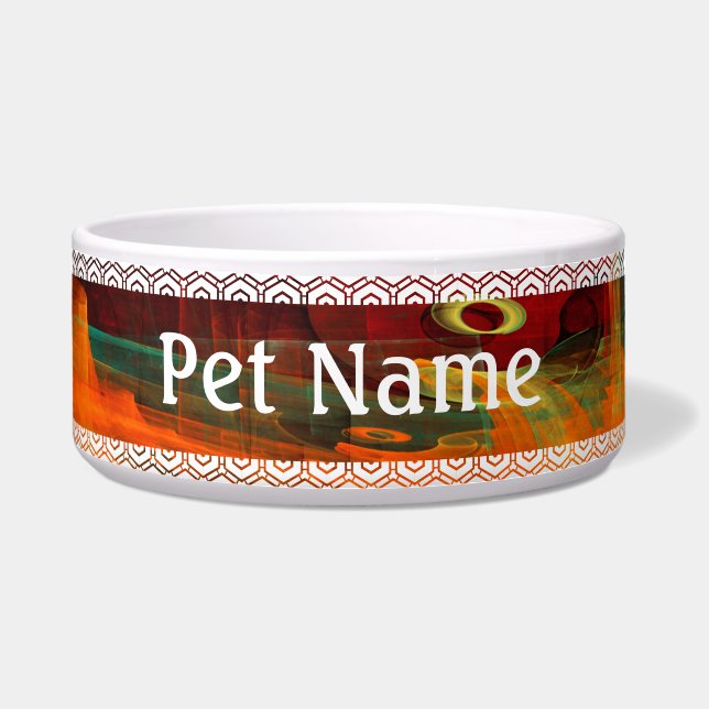 Water Orange Red Blue Modern Abstract Art Pattern Bowl (Front)