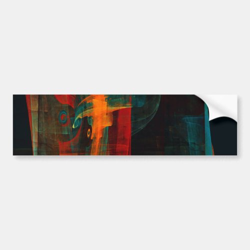 Water Orange Red Blue Modern Abstract Art Pattern Bumper Sticker